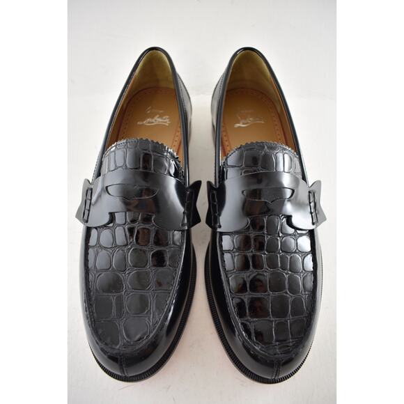 Christian Louboutin Penny Flat Black Croc Calf Leather Slip On Dress Loafer 42 9 main image 7